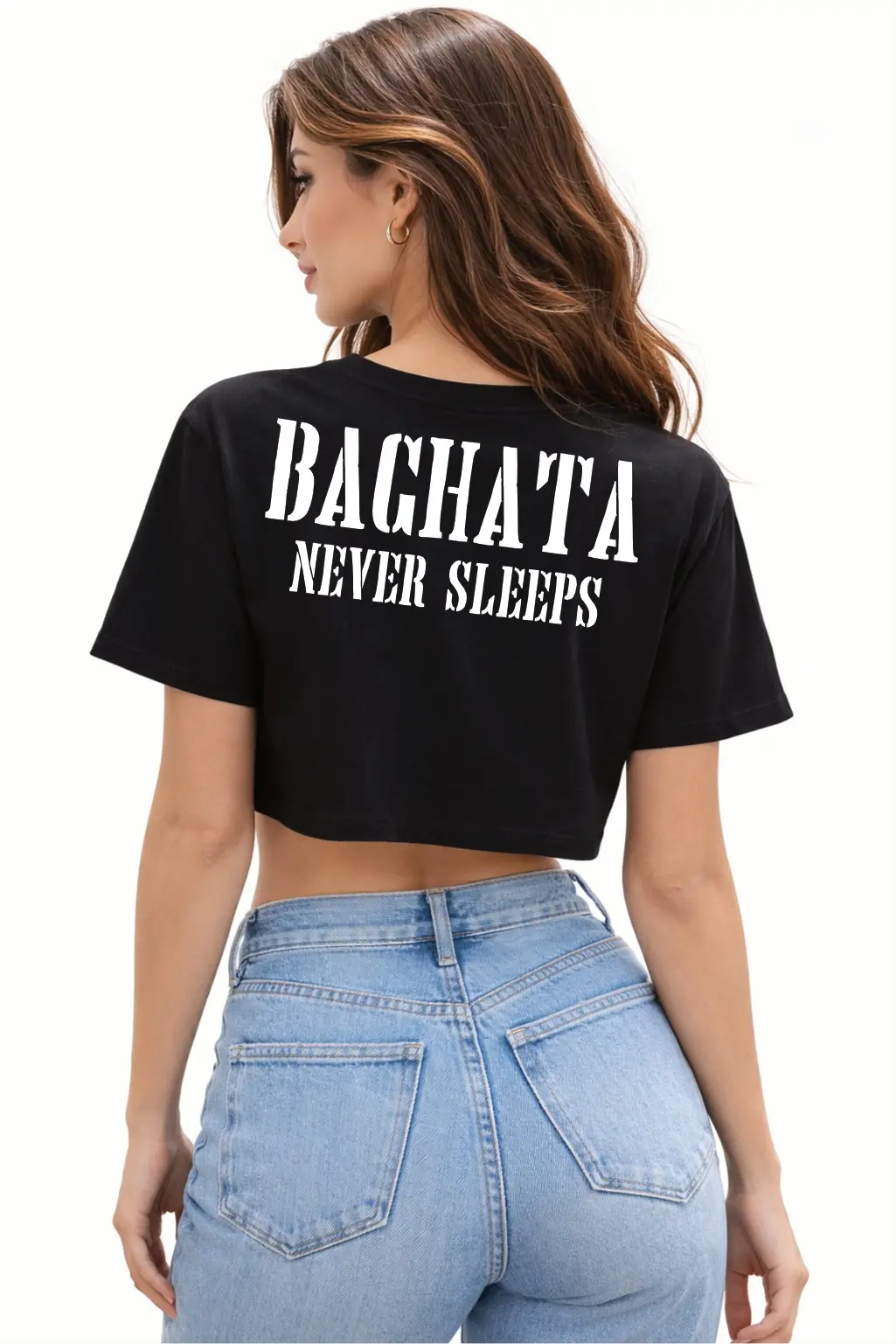 imagen de Croptop Bachata Never Sleeps - Negro