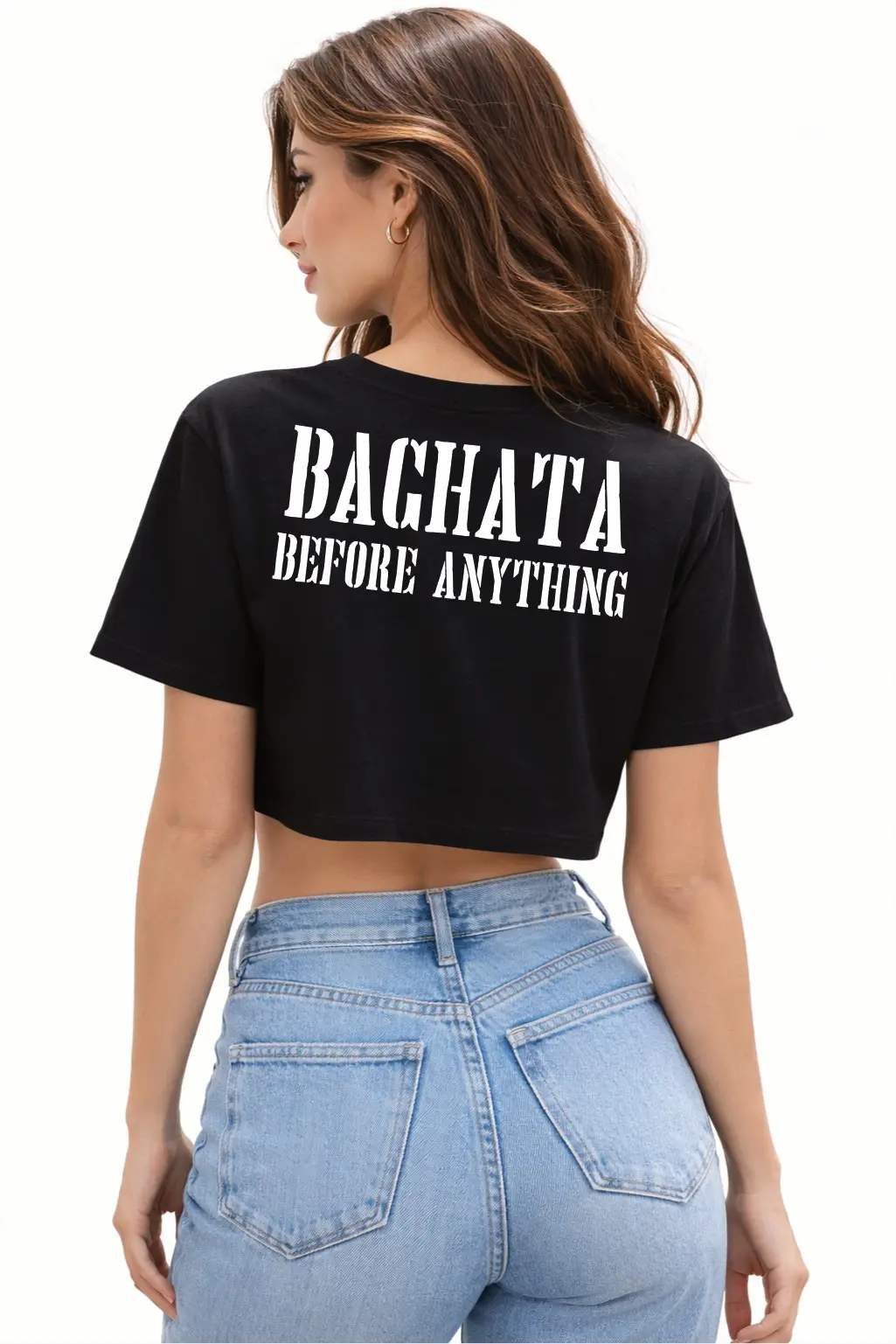 imagen de T-Shirt Crop Top "Bachata Before Anything" Urban Edition - Negro