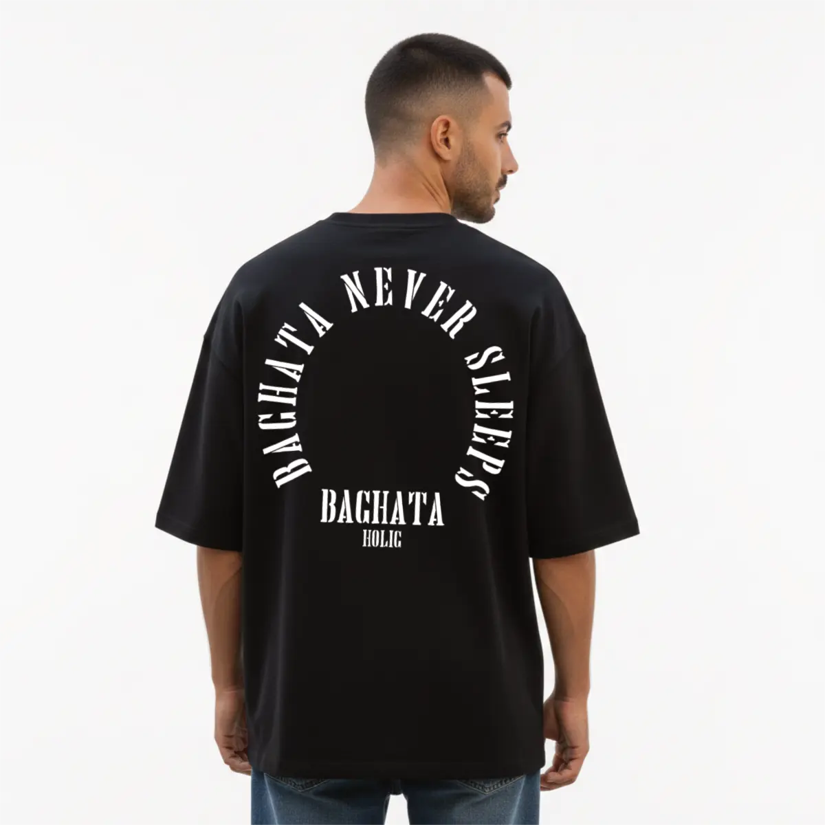 imagen de Playera Oversize Bachata Never Sleeps Circle Edition - Negro