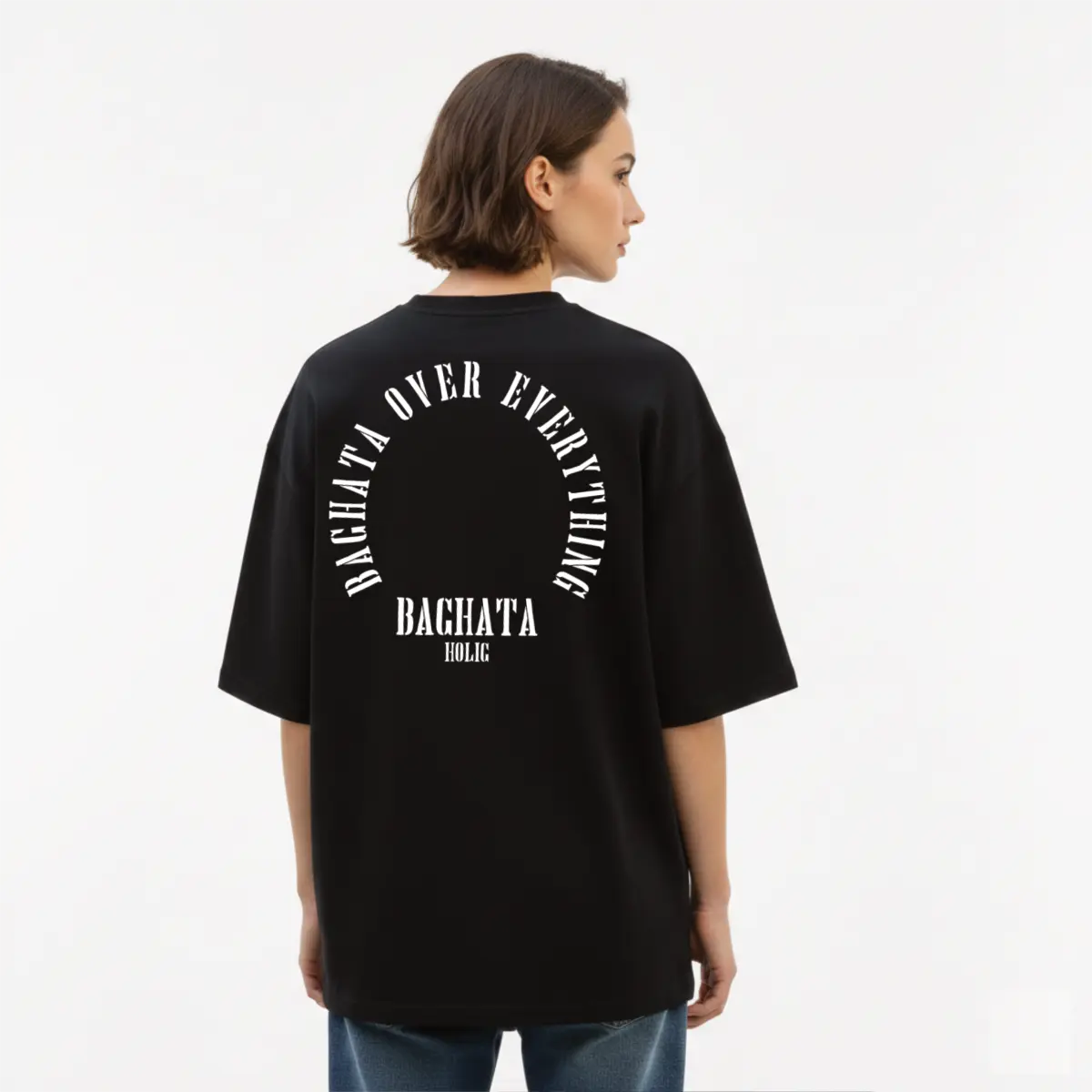 imagen de Playeras Oversize Bachata Over Everything Circle Edition - Negro